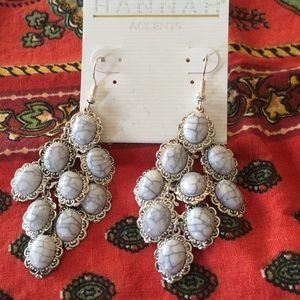 Fun Marble Silver Dangle Earrings